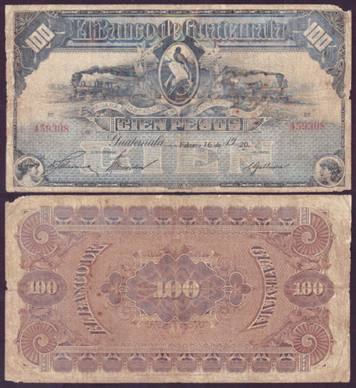 1920 Guatemala 100 Peso (El Banco de Guatemala) M000019